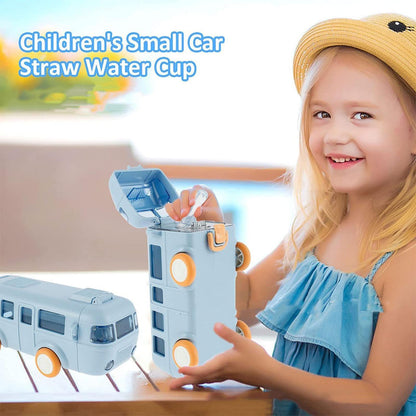 Cute Bus Portable Water Bottle Sipper With Shoulder Strap