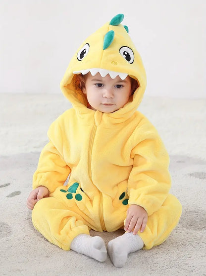 Little Baby Cute Cartoon Dinosaur Long Sleeve Hooded Romper (PRE-ORDER)