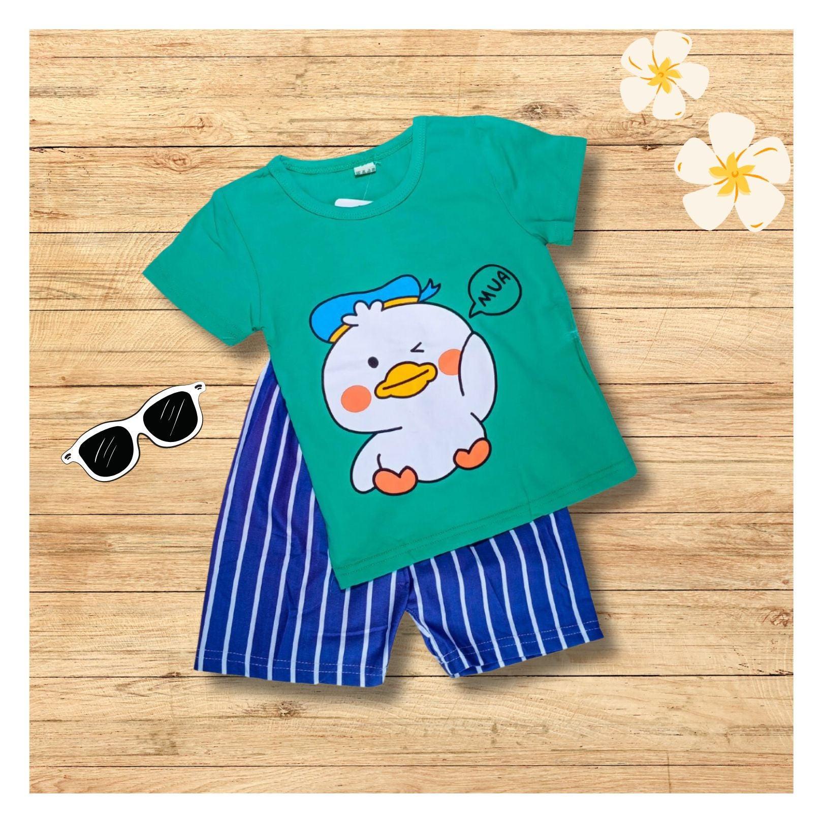 Cute Baby Boy Green Cartoon Clothing 2pc Summer Set Toyster