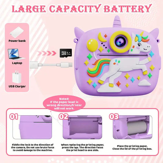Multifunction Instant Print Dual Camera With VideoGraphy And Photography With Unicorn cover