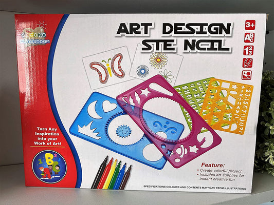 Gift works Art Stencil Design Kit Drawing & Writing Children's Set, Multi-coloured, One Size