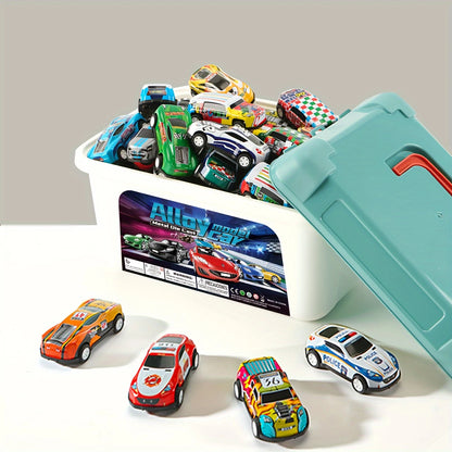 20/30/50pcs Metal Toy Car Set with Ramp Function and Storage Box