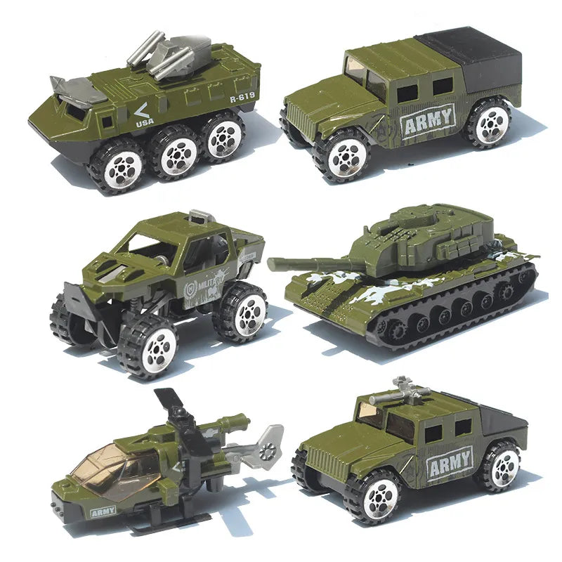 Alloy Car Combination Set 1:87 Fire Military Model Car Simulation Car Tank Aircraft Army Green Children's Toys Gifts Kids Toys