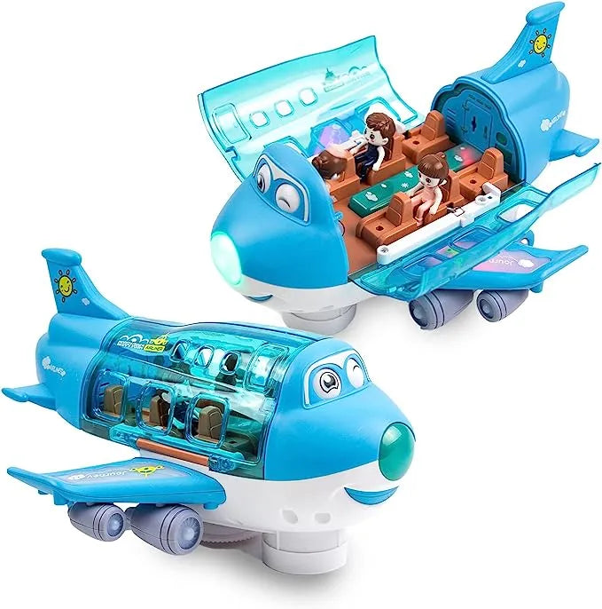 Airplane toys Toys for children, “Bump and Go Action”, toy airplane for toddlers with flashing lights and sounds Led for boys and girls aged 3-12 (cargo plane)
