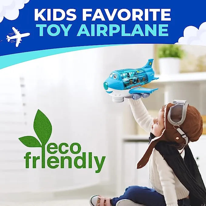 Airplane toys Toys for children, “Bump and Go Action”, toy airplane for toddlers with flashing lights and sounds Led for boys and girls aged 3-12 (cargo plane)