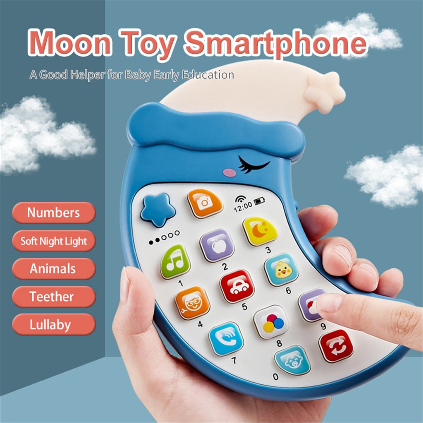 Children's Music Early Education Mobile Phone Educational Toy with Baby Teether