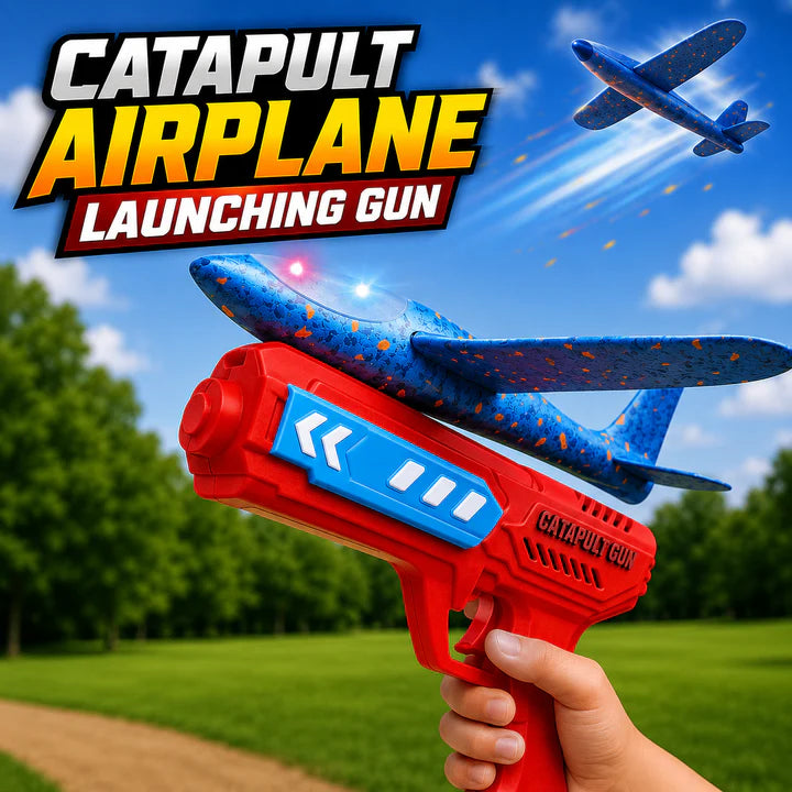Flying Airplane Gun One-Click Ejection Mode Glider Catapult Plane