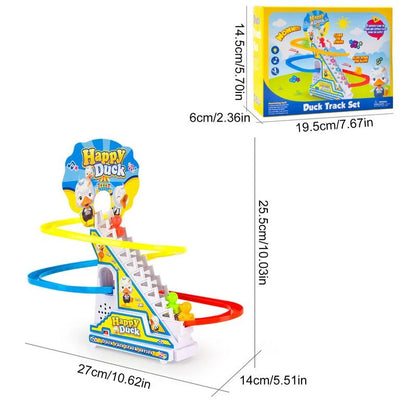 Climbing Stairs Track Toys Cartoon Duck For Children Electric Duck Track Slide Toys Roller Coaster Toy Boys Girls Birthday Gift