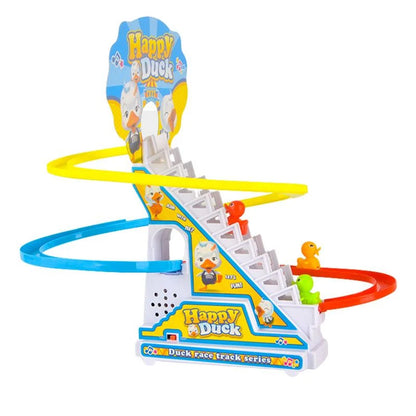 Climbing Stairs Track Toys Cartoon Duck For Children Electric Duck Track Slide Toys Roller Coaster Toy Boys Girls Birthday Gift