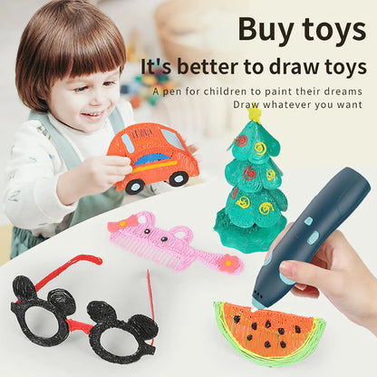 DIY 3D Pen Low Temperature 3D Printing Pen Digital Display USB Rechargeable 3D Drawing Pen Kids Educational Painting Toys Gifts