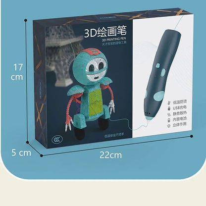DIY 3D Pen Low Temperature 3D Printing Pen Digital Display USB Rechargeable 3D Drawing Pen Kids Educational Painting Toys Gifts
