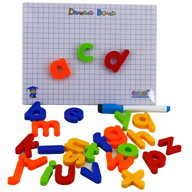 Early Learning Colorful Magnetic Teaching Letters Numbers Fridge Magnets Alphabet With Pen Drawing Board For Kids