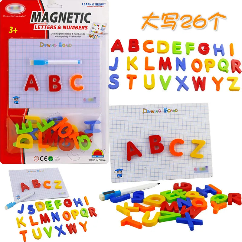Early Learning Colorful Magnetic Teaching Letters Numbers Fridge Magnets Alphabet With Pen Drawing Board For Kids