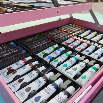 Kids Art Supplies Kit With Wooden Briefcase