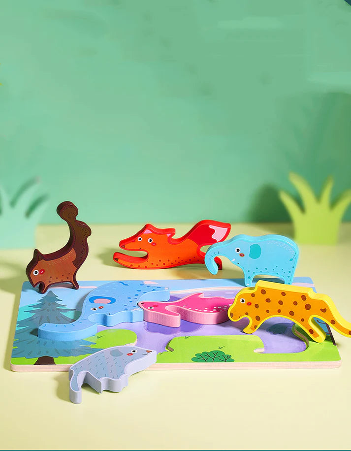 Creative Jigsaw Puzzle Classic Game Animal Jigsaw Wood Toys for Kids to increase hands-on ability