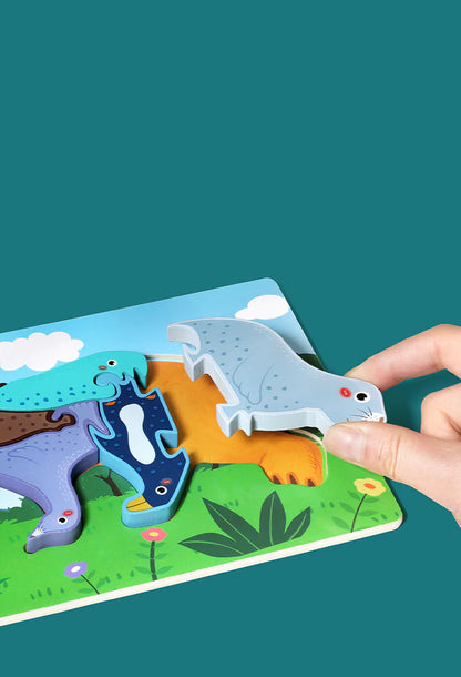 Creative Jigsaw Puzzle Classic Game Animal Jigsaw Wood Toys for Kids to increase hands-on ability