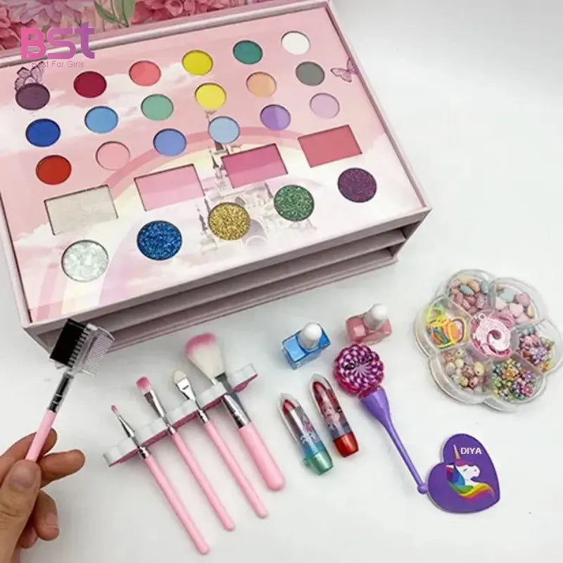 Makeup Kit Beauty 3 In 1 Cosmetics Toys Jewelry Set Diy Bead Promotional Gift For Kids Makeup Toys