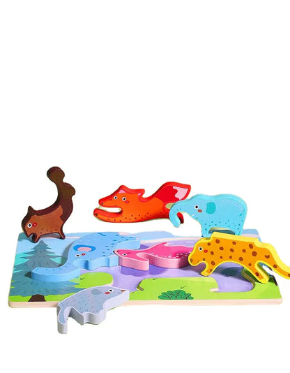 Creative Jigsaw Puzzle Classic Game Animal Jigsaw Wood Toys for Kids to increase hands-on ability