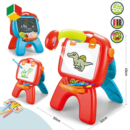 4 in 1 Double Sided Back To Back Drawing Board For Kids Children Educational Early Learning Painting Luminous Easel Play Set