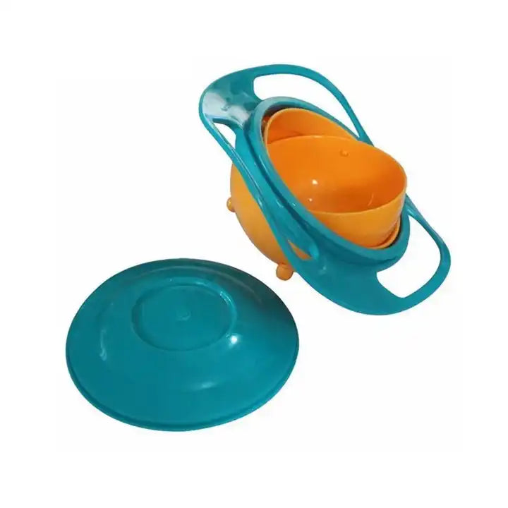360 Degree Rotation Spill Resistant Gyro Bowl with Lid For Toddler Baby Kids Children