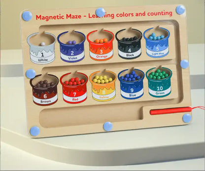 Magnetic Color And Number Maze Wooden Puzzle Board Toys