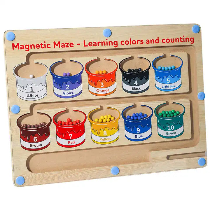 Magnetic Color And Number Maze Wooden Puzzle Board Toys