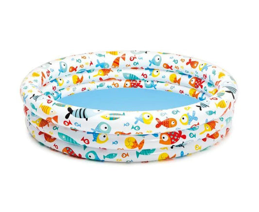 INTEX Fish Printed Pool With Beach Ball & Ring For Kids 4.5ft In X 1ft