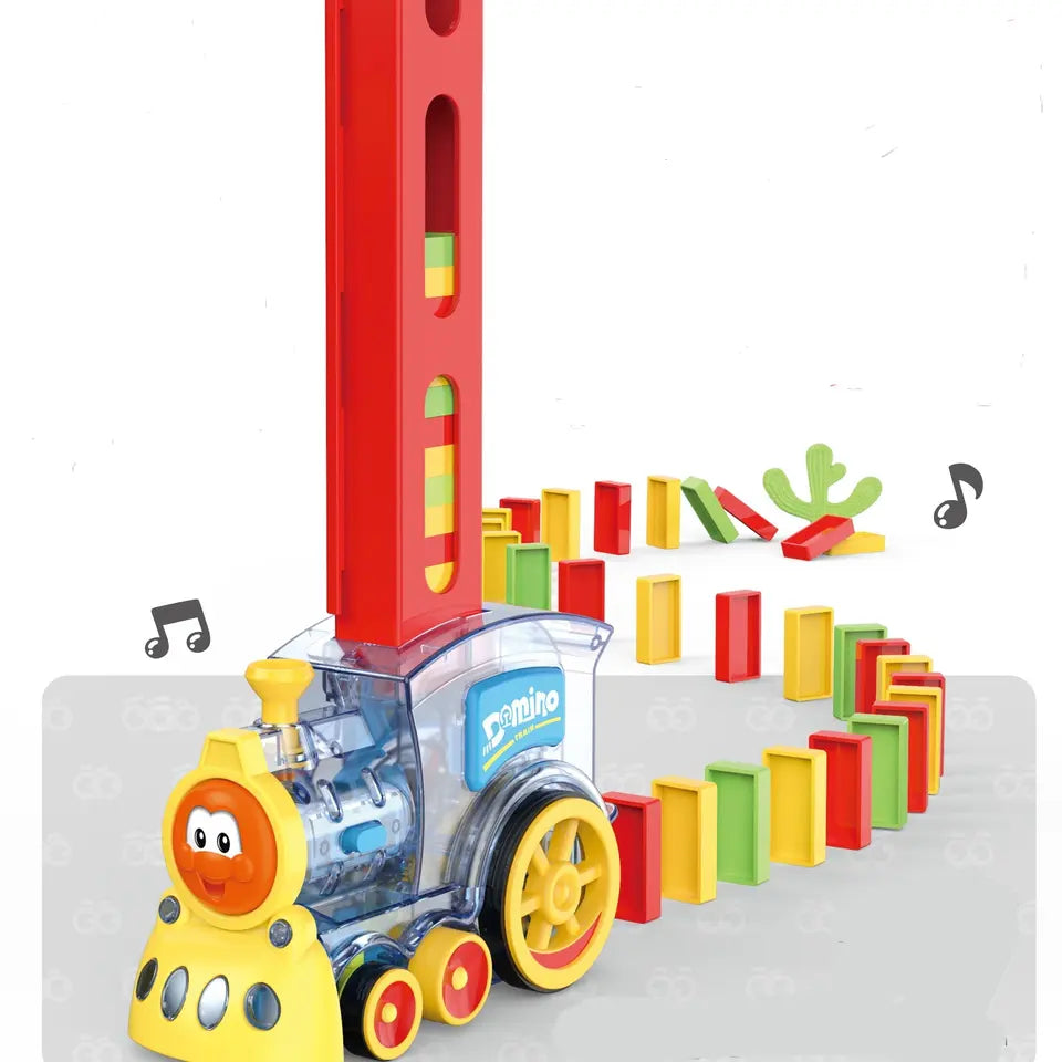 Domino Train Toy Set with Lights and Sounds Construction Stacking Domi ...