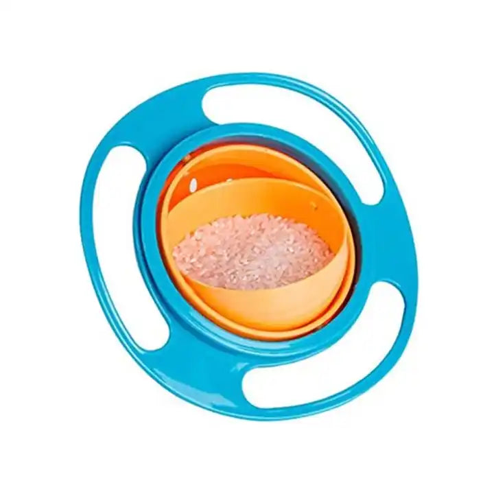 360 Degree Rotation Spill Resistant Gyro Bowl with Lid For Toddler Baby Kids Children