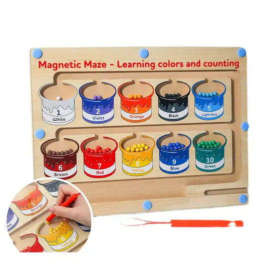 Magnetic Color And Number Maze Wooden Puzzle Board Toys