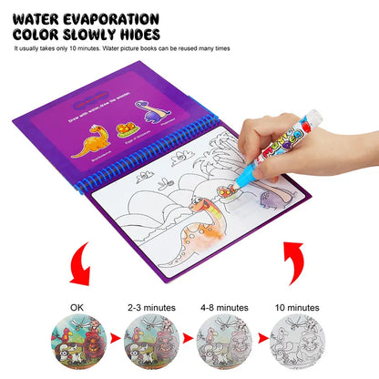 Reusable Water Color Drawing Book With Magic Pen Painting Drawing Board Coloring Book Toys For Children