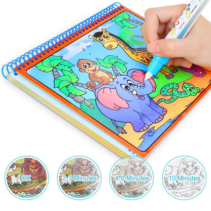 Reusable Water Color Drawing Book With Magic Pen Painting Drawing Board Coloring Book Toys For Children