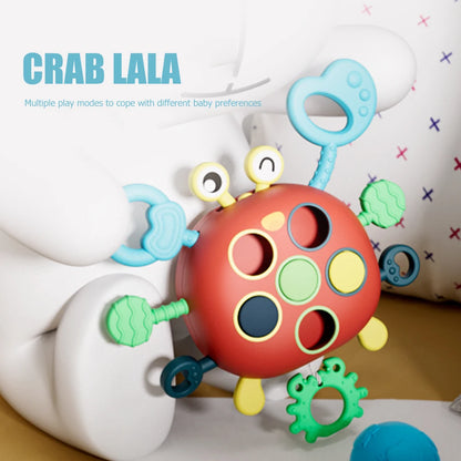 Montessori Chewing Toys Portable Crab Silicone Early Education Toys Safe Educational Stretching Toys for Baby Tactile Experience