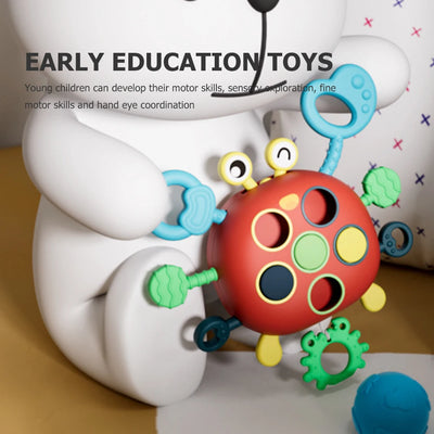Montessori Chewing Toys Portable Crab Silicone Early Education Toys Safe Educational Stretching Toys for Baby Tactile Experience