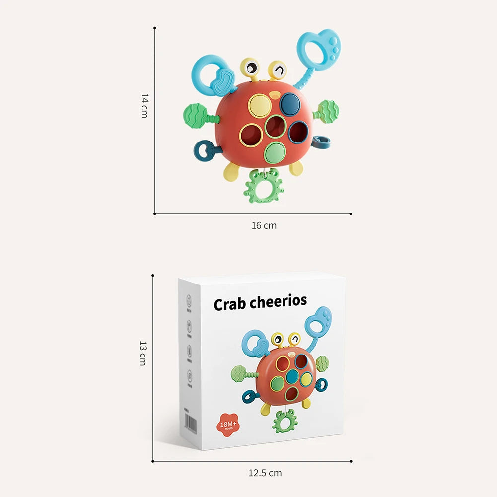 Montessori Chewing Toys Portable Crab Silicone Early Education Toys Safe Educational Stretching Toys for Baby Tactile Experience