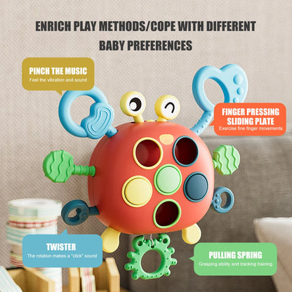 Montessori Chewing Toys Portable Crab Silicone Early Education Toys Safe Educational Stretching Toys for Baby Tactile Experience