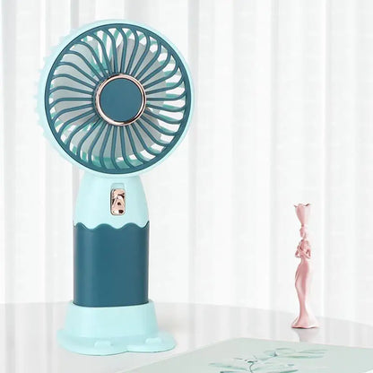 Portable Hand Fan Rechargeable Cooling Mini USB Fan Cute Bear Lady Children Pocket Fans Mini Ventilator Travel Office Use
