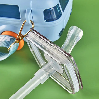 School Theme Bottle Bus Car Shape Straw Water Bottle with Shoulder Strap Summer Drinking Bottle Leak Proof