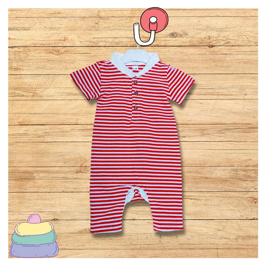 Yellow Red Stripe Summer Shortie Romper