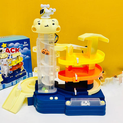 Kids Toys Electric Lift Rail Car Parking Toy Montessori Boys Girls Racing Cars Mechanical Adventure Table Game For Children Gift