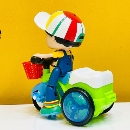 Boy Stunt Tricycle Model Toy Car with Sound and Light