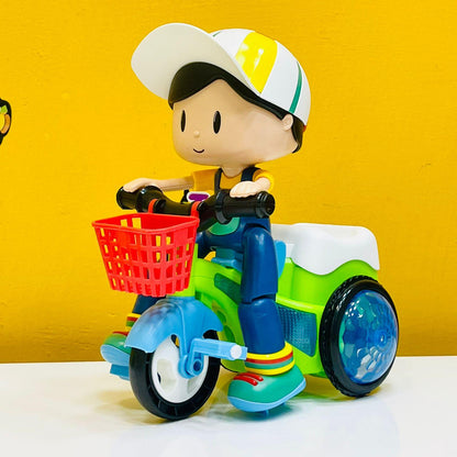 Boy Stunt Tricycle Model Toy Car with Sound and Light