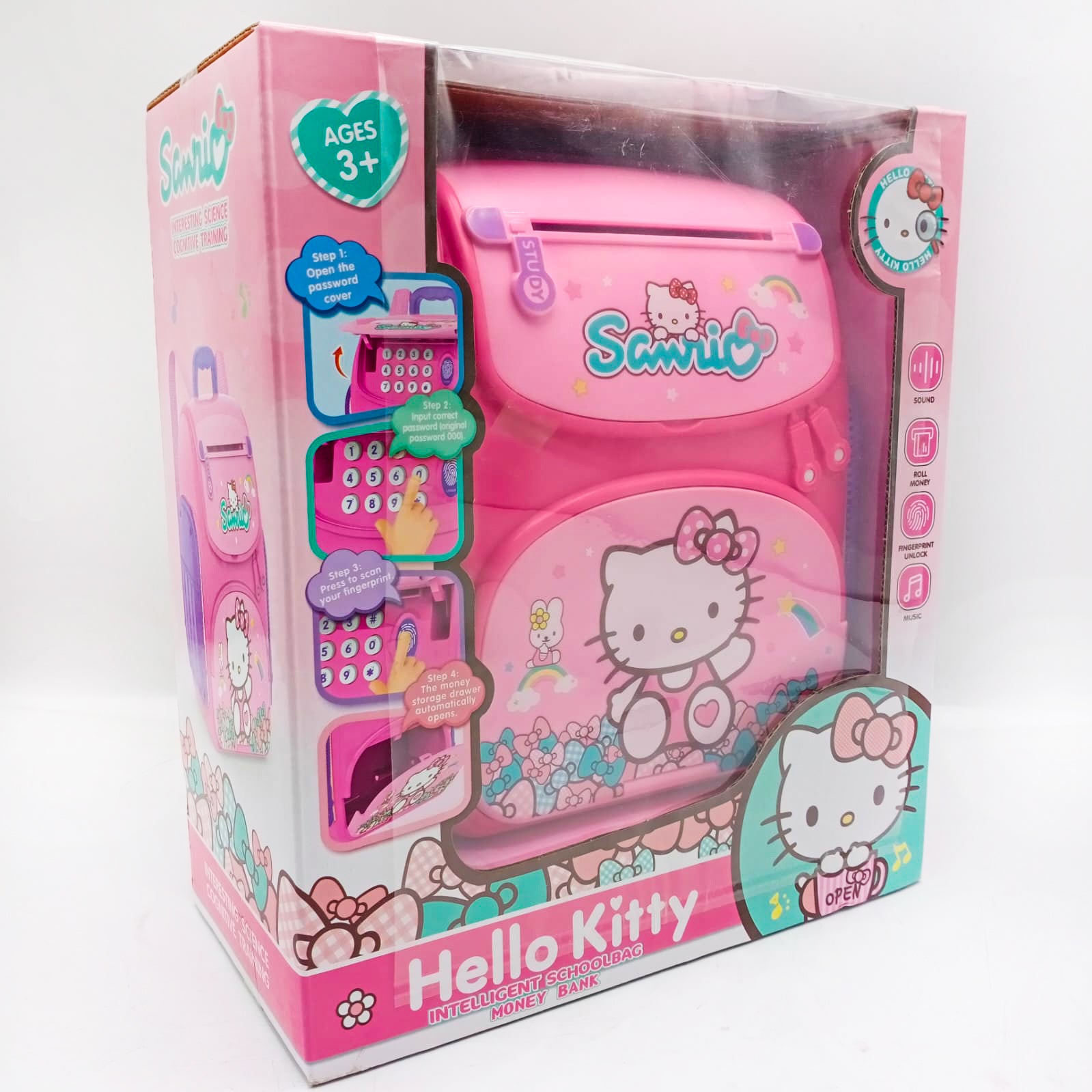 Hello Kitty Children’s Toys ATM Piggy Bank Safe Money Box School Bag Toys Use Fingerprint Password