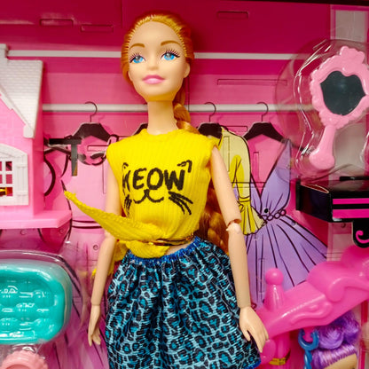 Dolls With Their Personal Wardrobe and House for Kid Girls Play