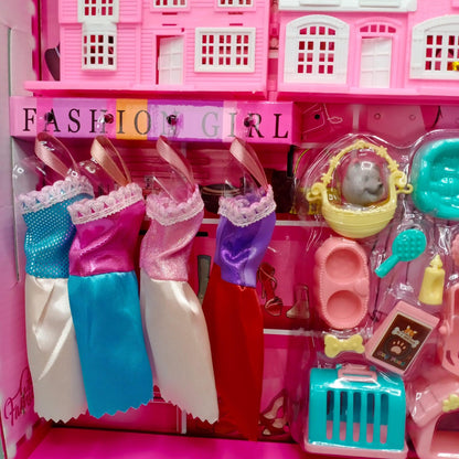Dolls With Their Personal Wardrobe and House for Kid Girls Play