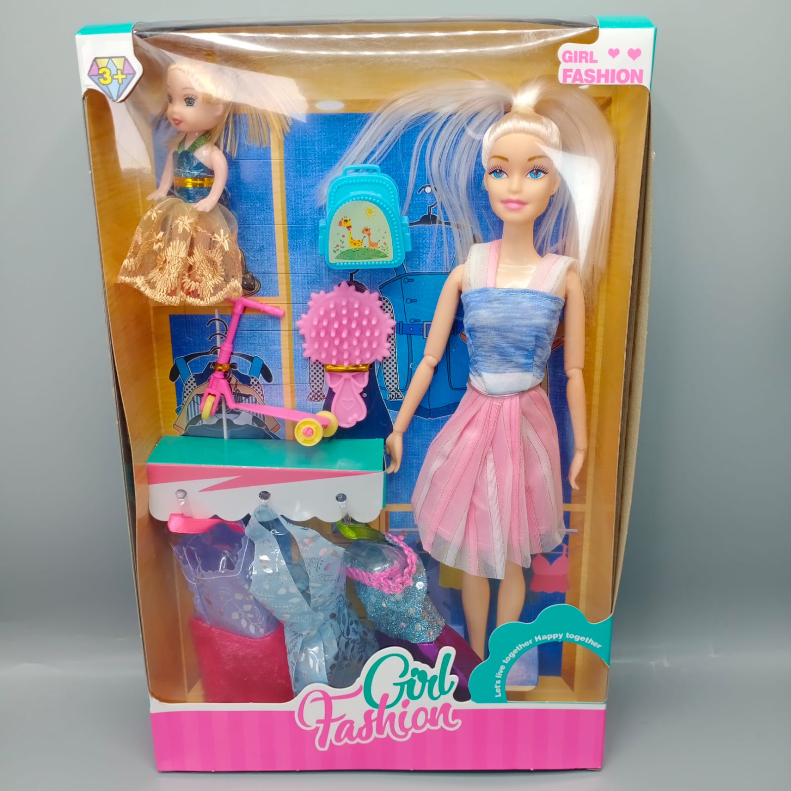 Lovely And Sweet Fashion Girl Doll with her Baby For Kids Play