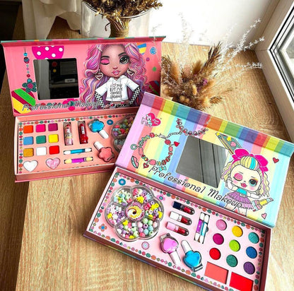 Fashion Gifts Kid Makeup Set Nail Polish And DIY Beads Kits 2 in 1 Girl Toys For Child Pretend Play