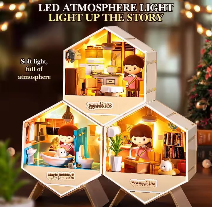 6 in 1 DIY Mini Creative Doll House With 1 Surprise Gift