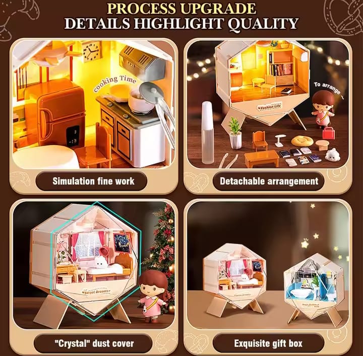 6 in 1 DIY Mini Creative Doll House With 1 Surprise Gift