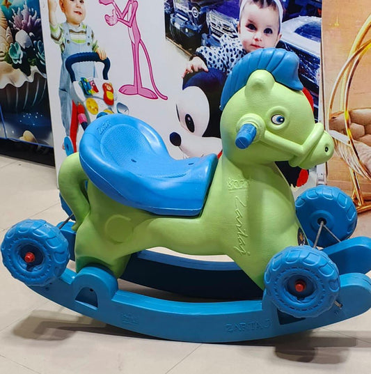 Plastic Riding Horse For Kid In Green Color